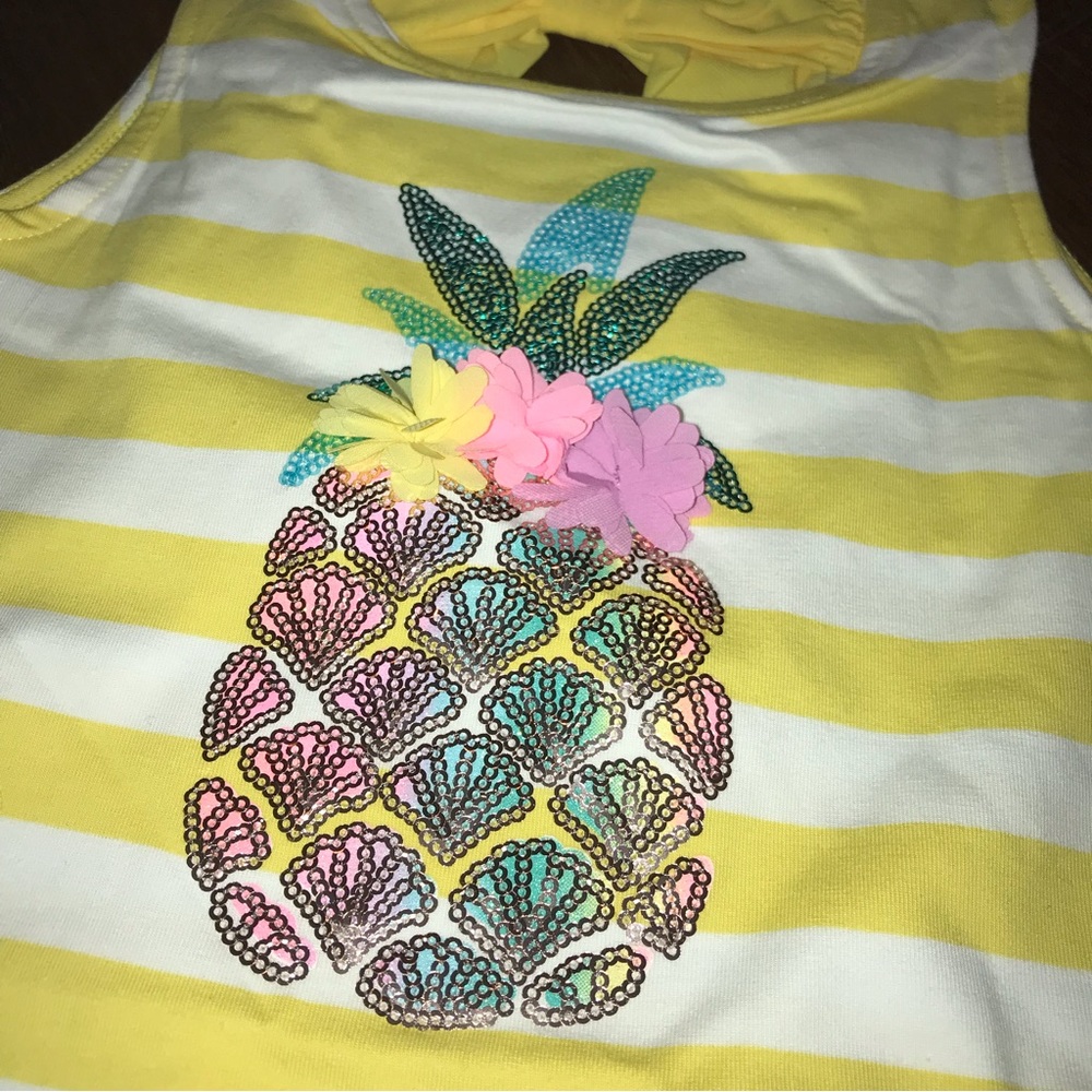 Tommy Bahama Pineapple 3D Striped Dress With Matching Hair Bow NWT - Picture 2 of 5